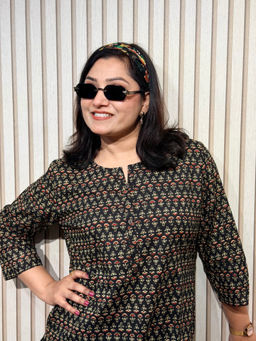 Elegant Printed Black Kurti