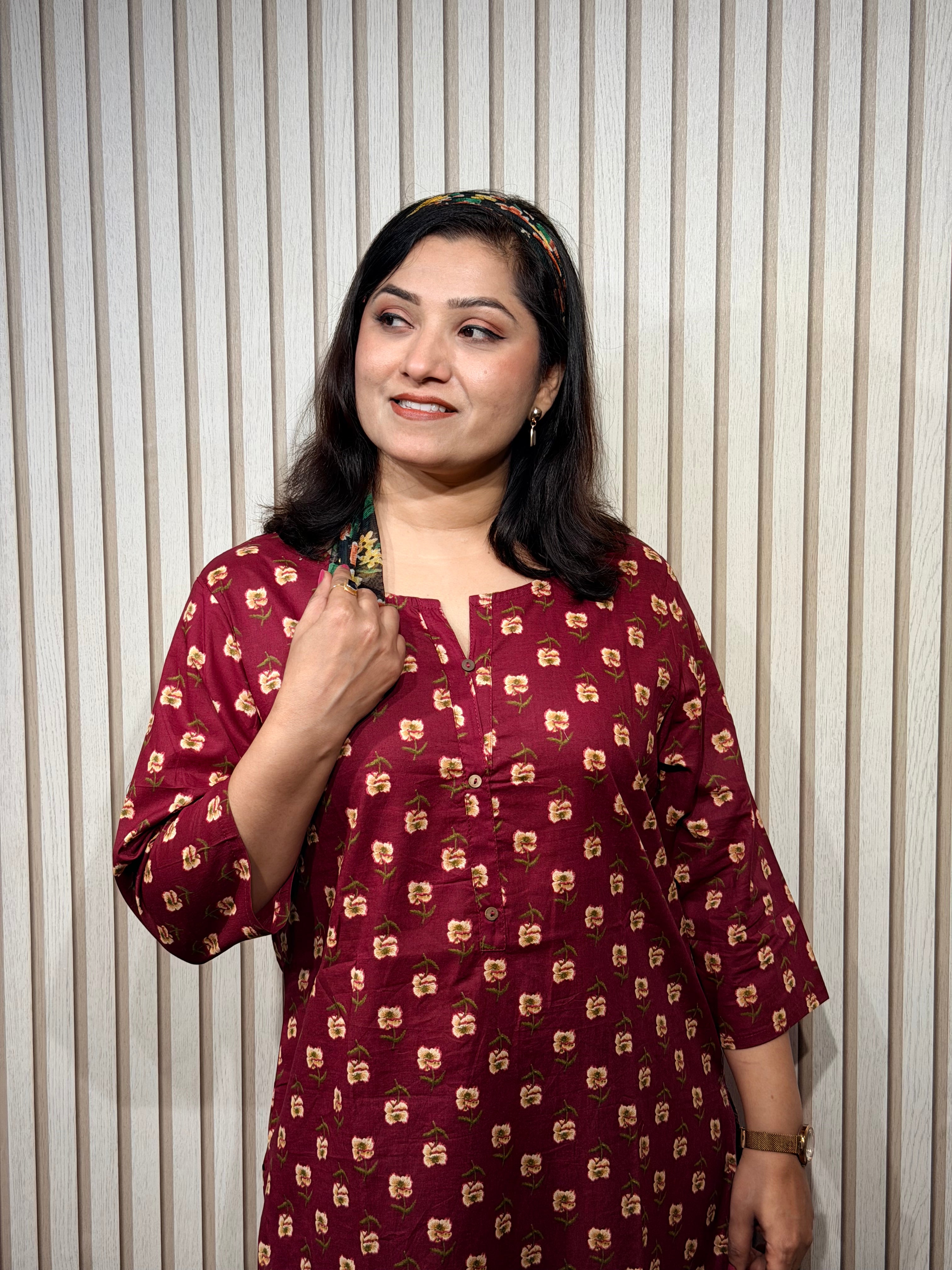 Sassy reddish floral print kurti