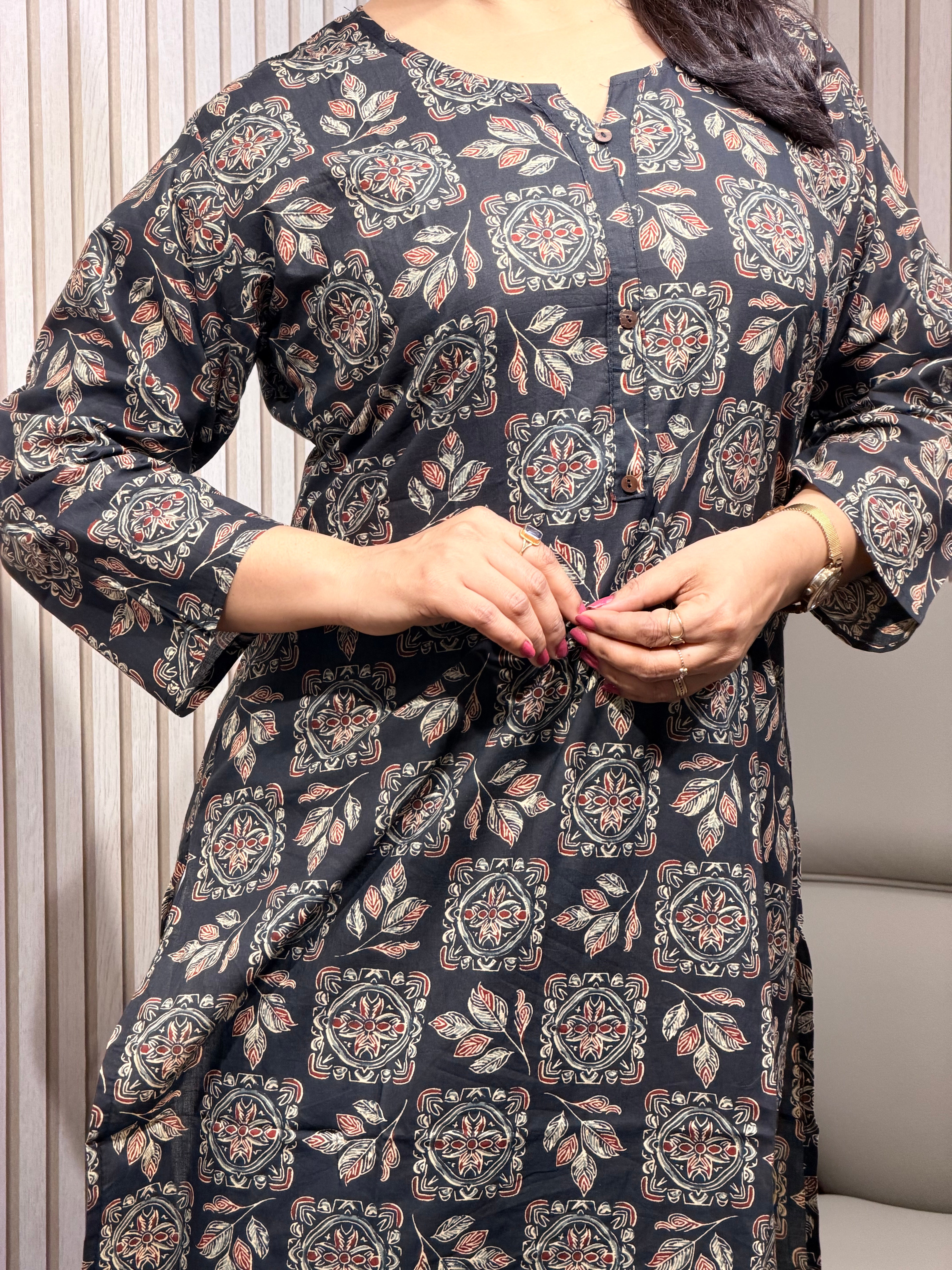 Charcoal Black Printed Kurti