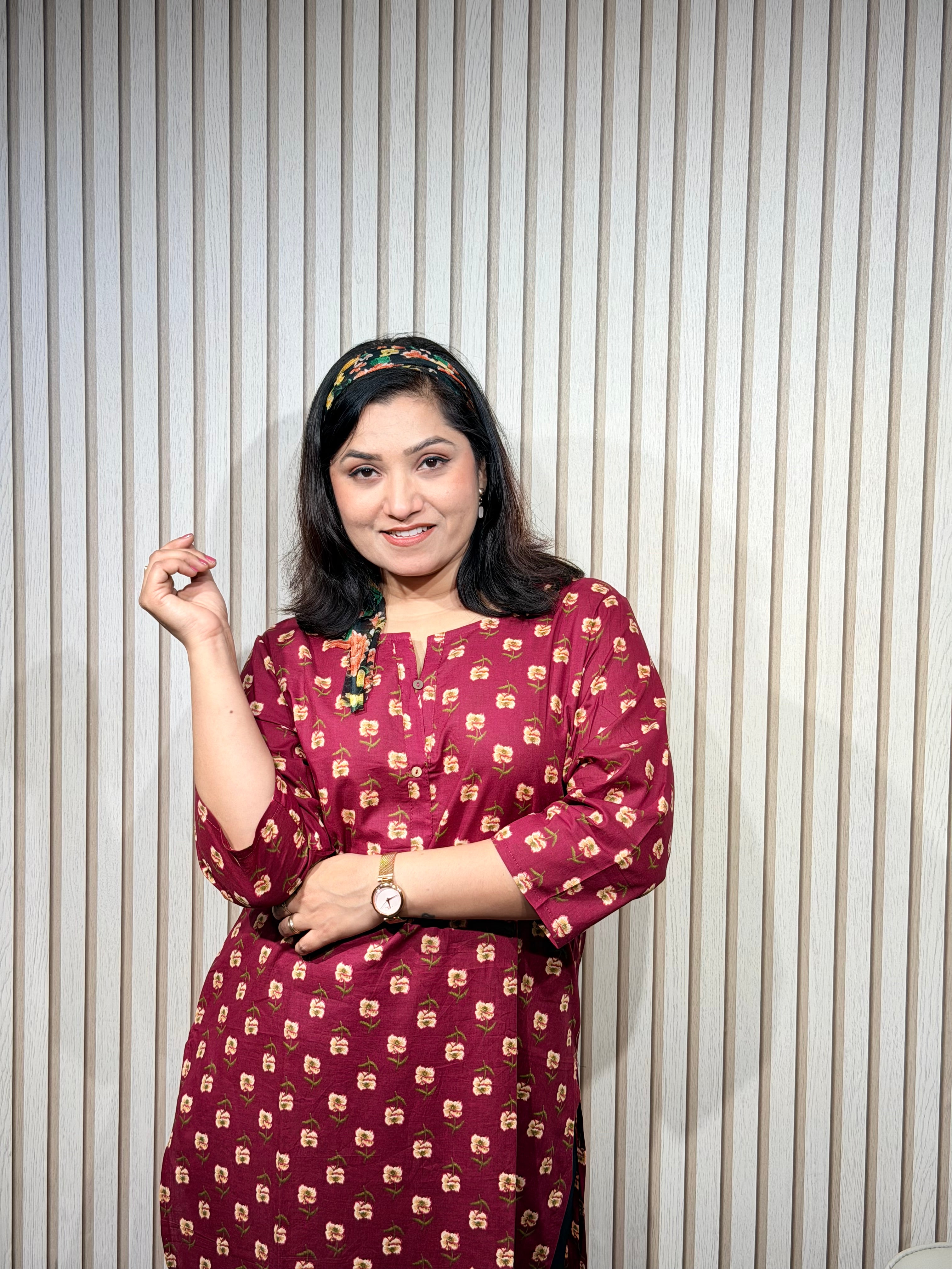 Sassy reddish floral print kurti