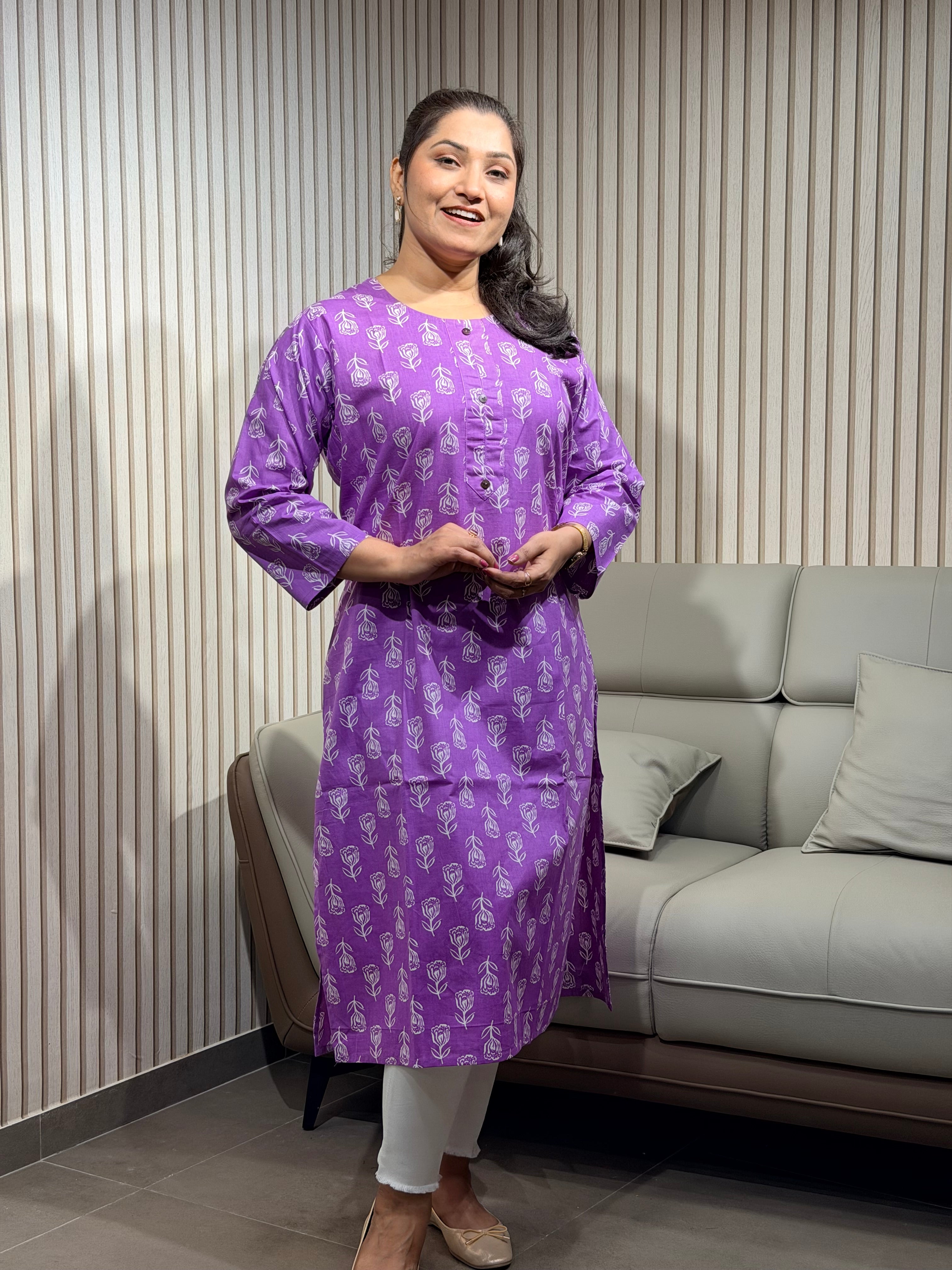 Beautiful purple floral Kurti