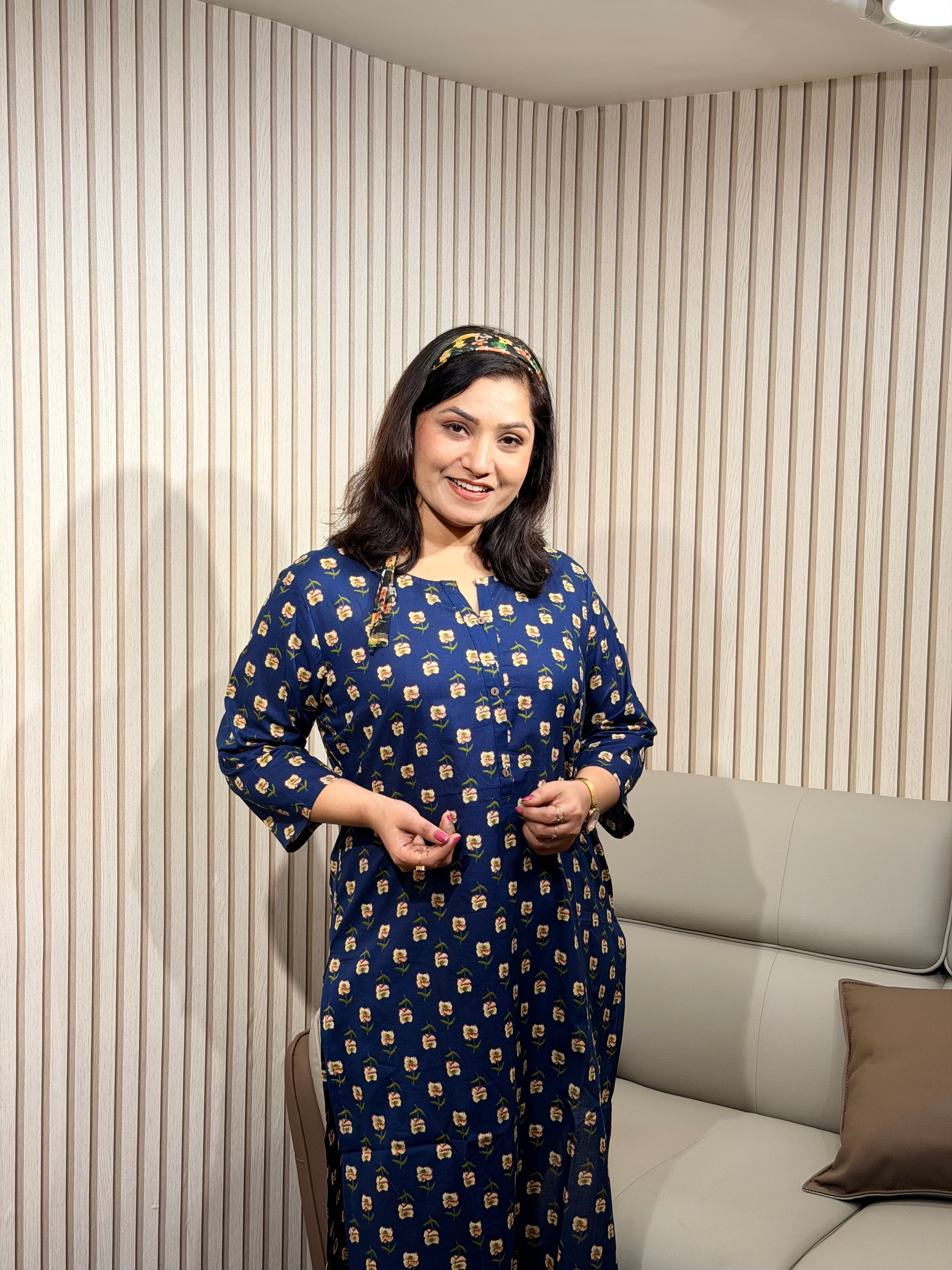 Midnight Blue Charm Printed Kurti