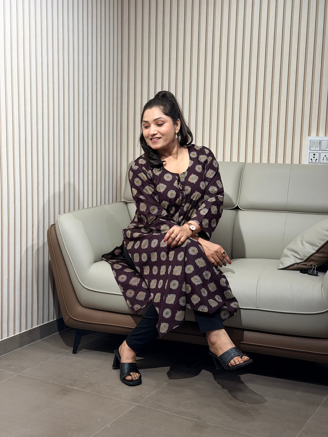 Majestic Wine Festive Cotton Kurti