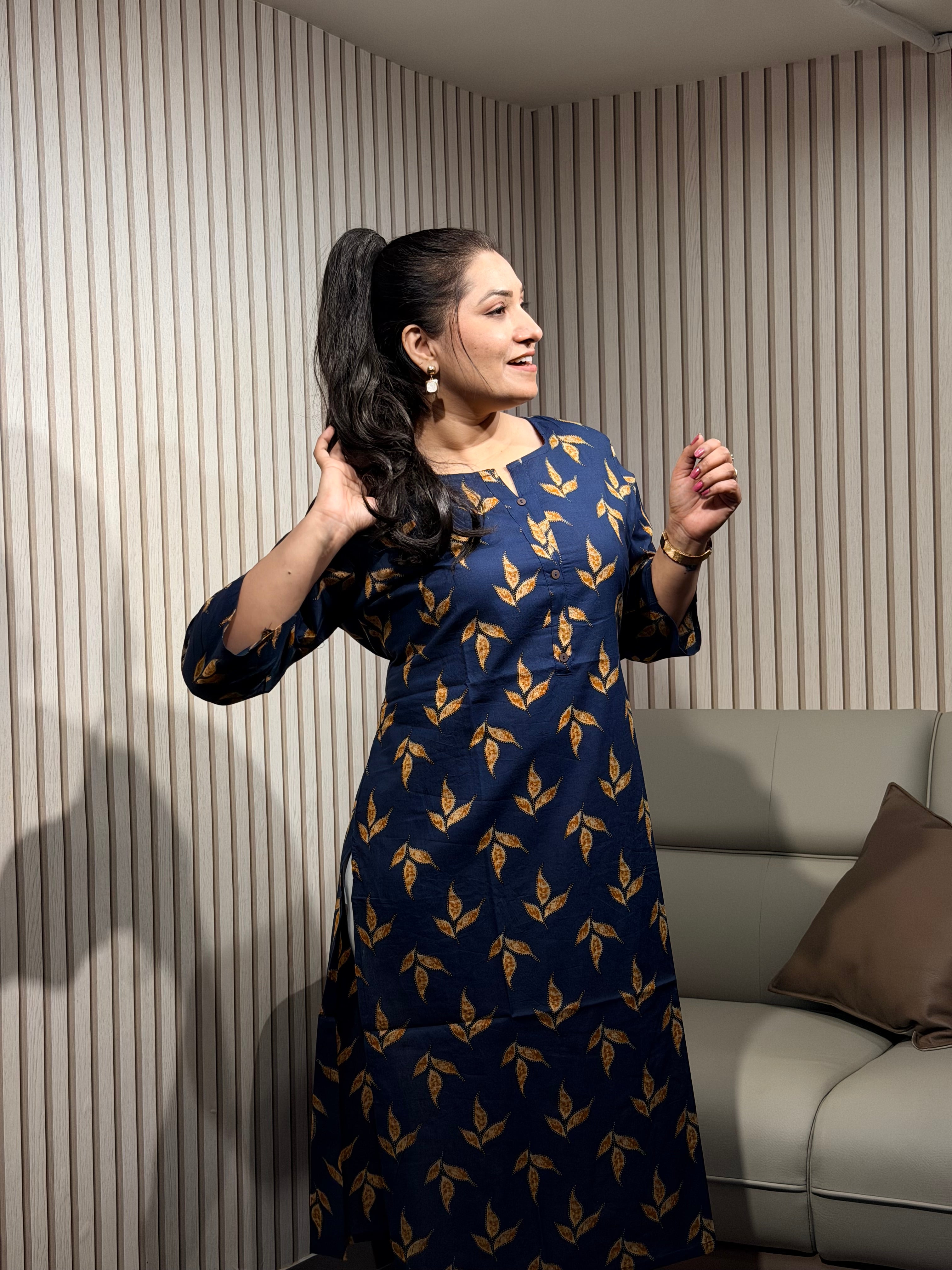 Calm Blue Printed Kurti