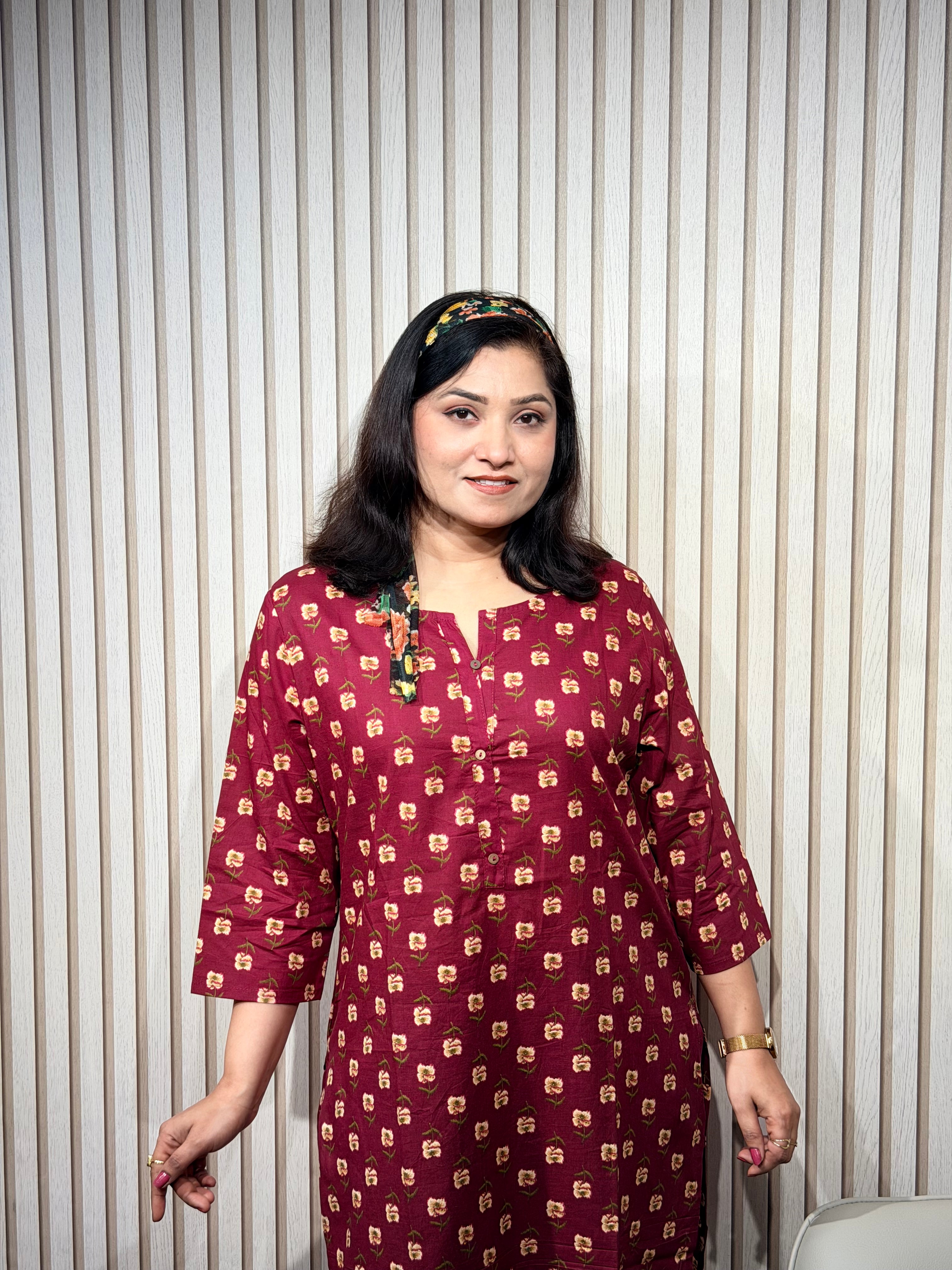 Sassy reddish floral print kurti