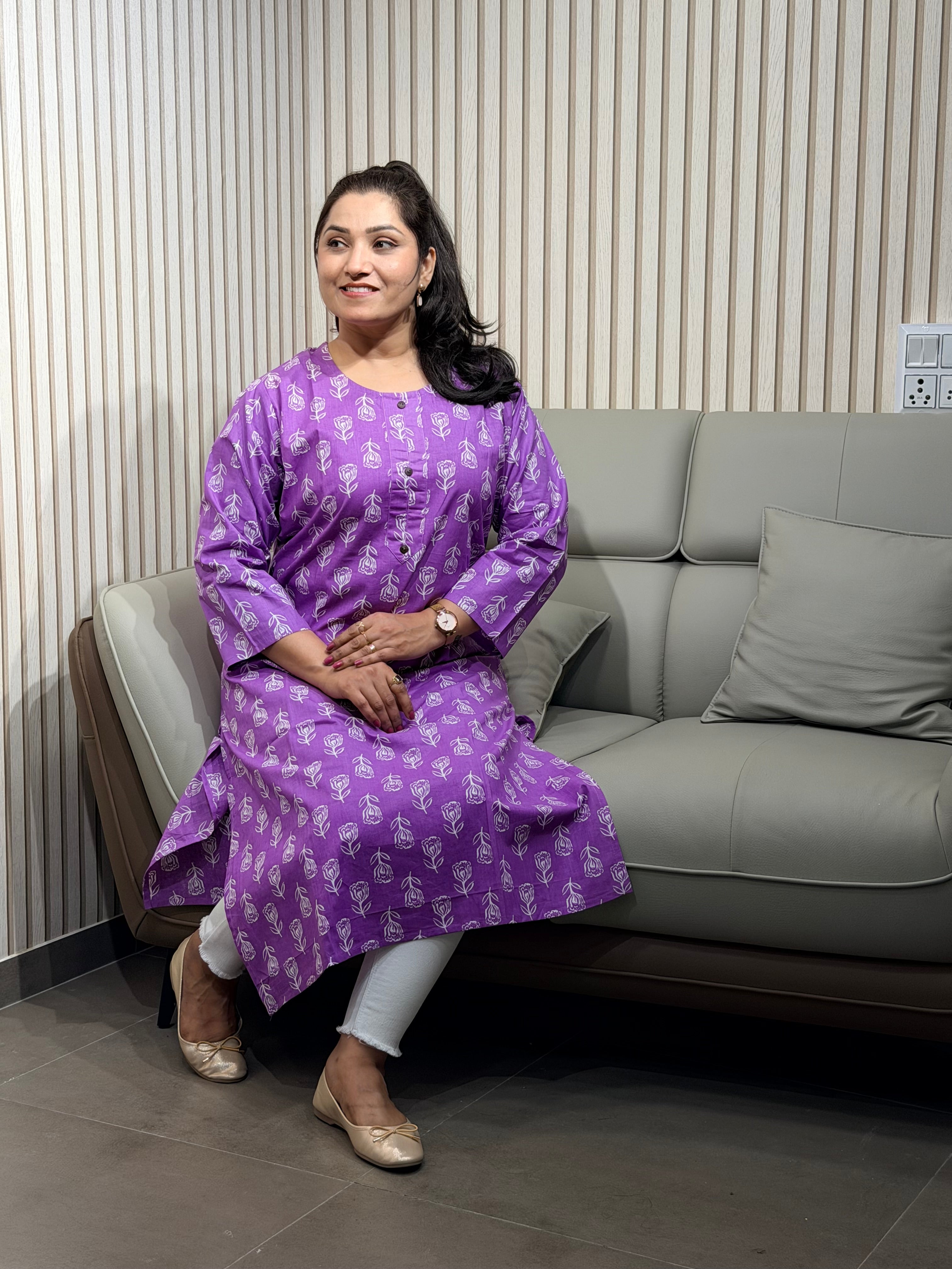 Beautiful purple floral Kurti