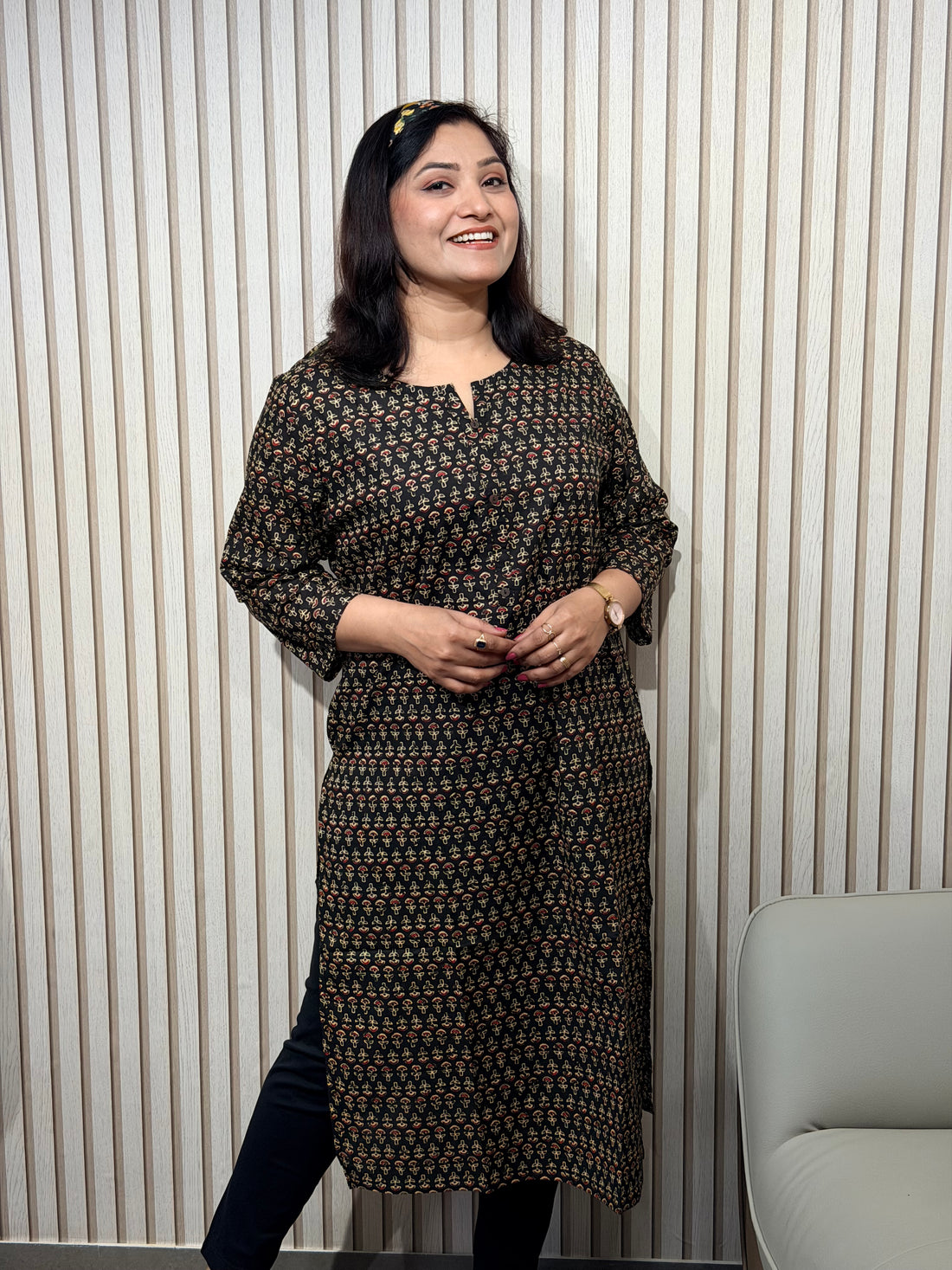 Elegant Printed Black Kurti