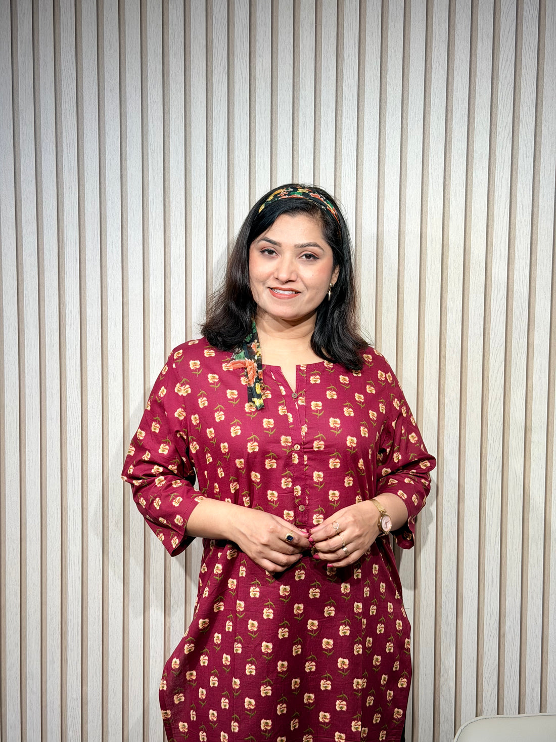 Sassy reddish floral print kurti