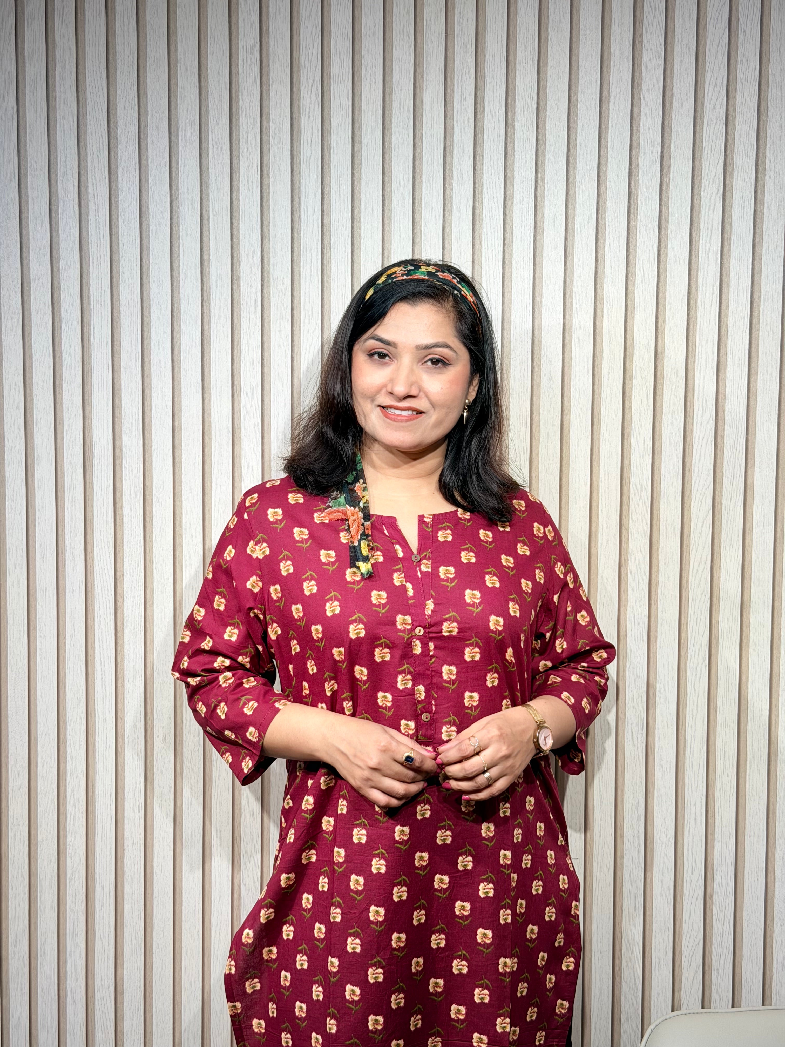 Sassy reddish floral print kurti