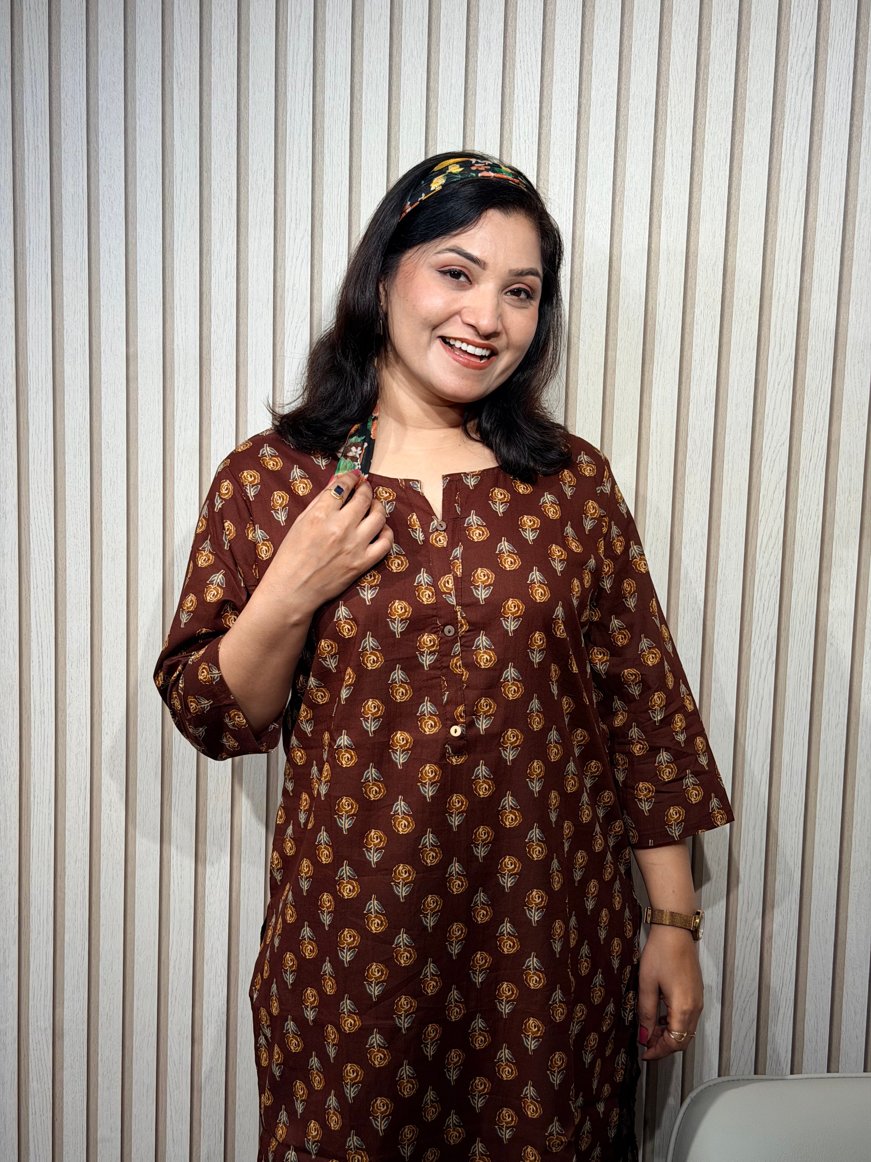 Elegant brownish floral kurti