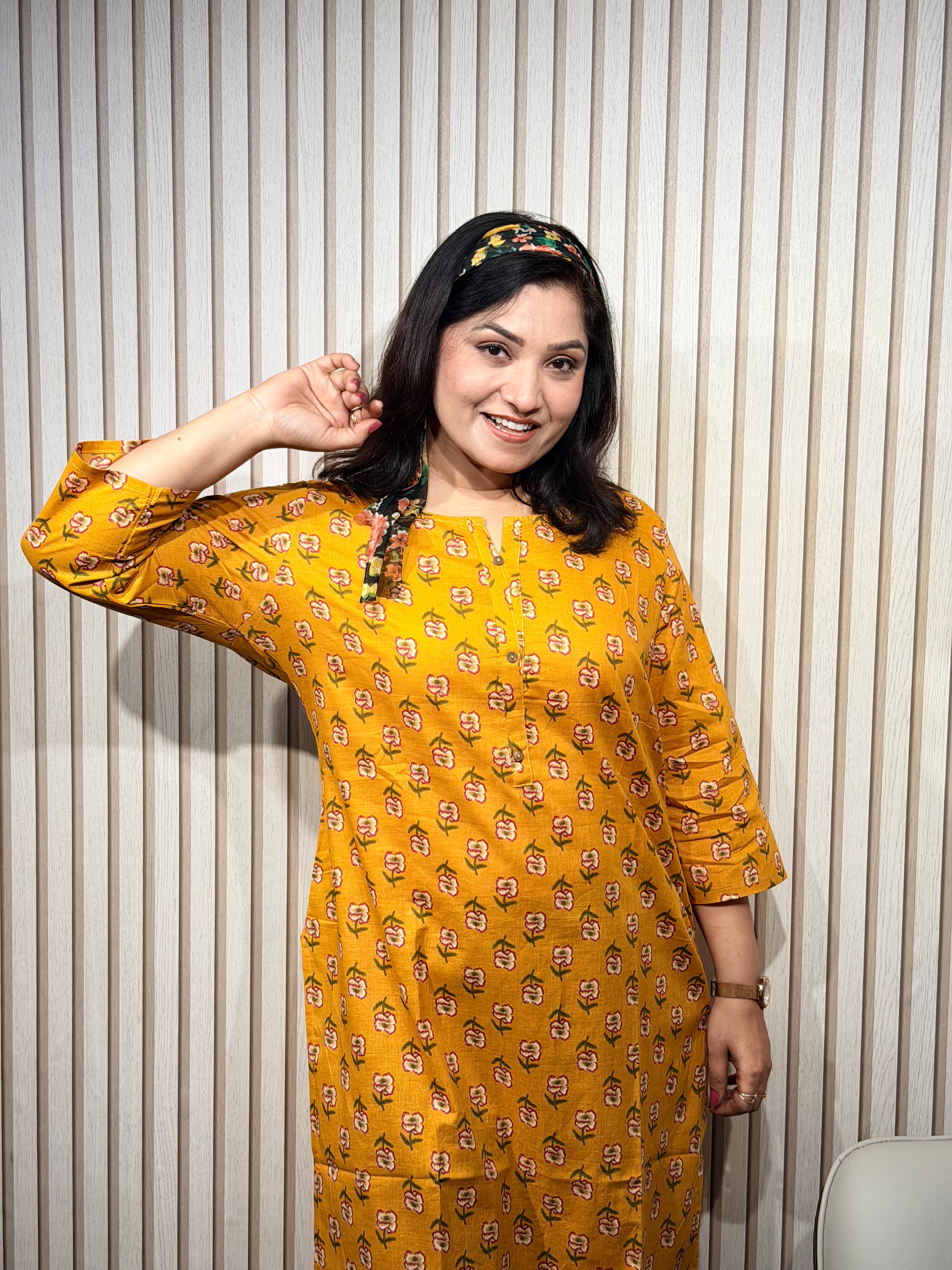 Floral Yellow Kurti