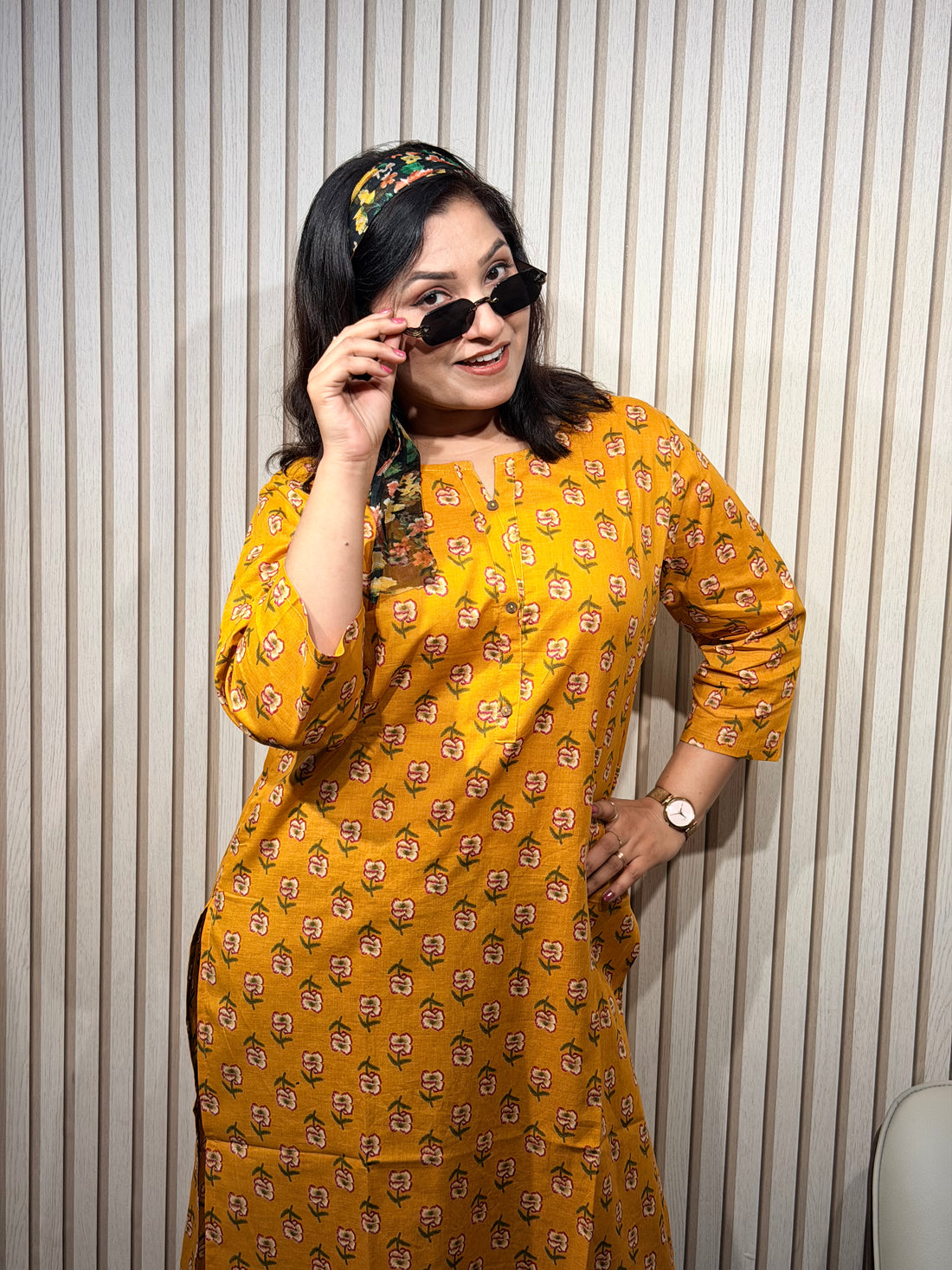 Floral Yellow Kurti