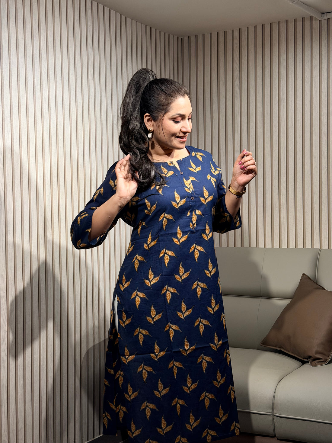 Calm Blue Printed Kurti