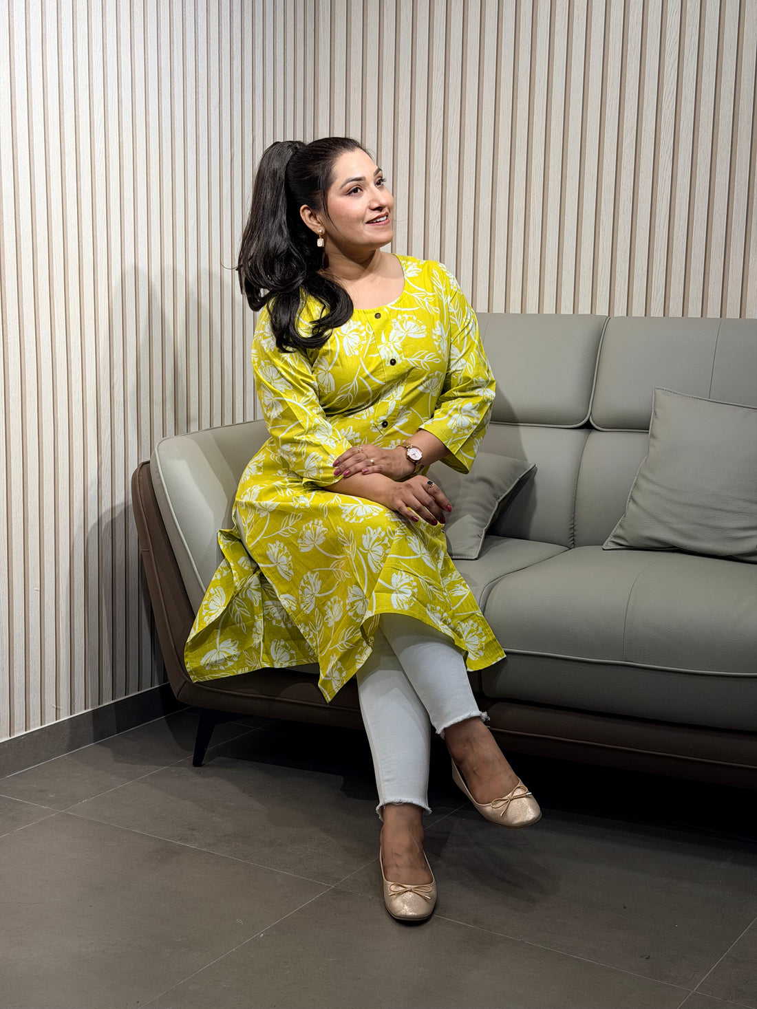 Pista Petals Everday Kurti