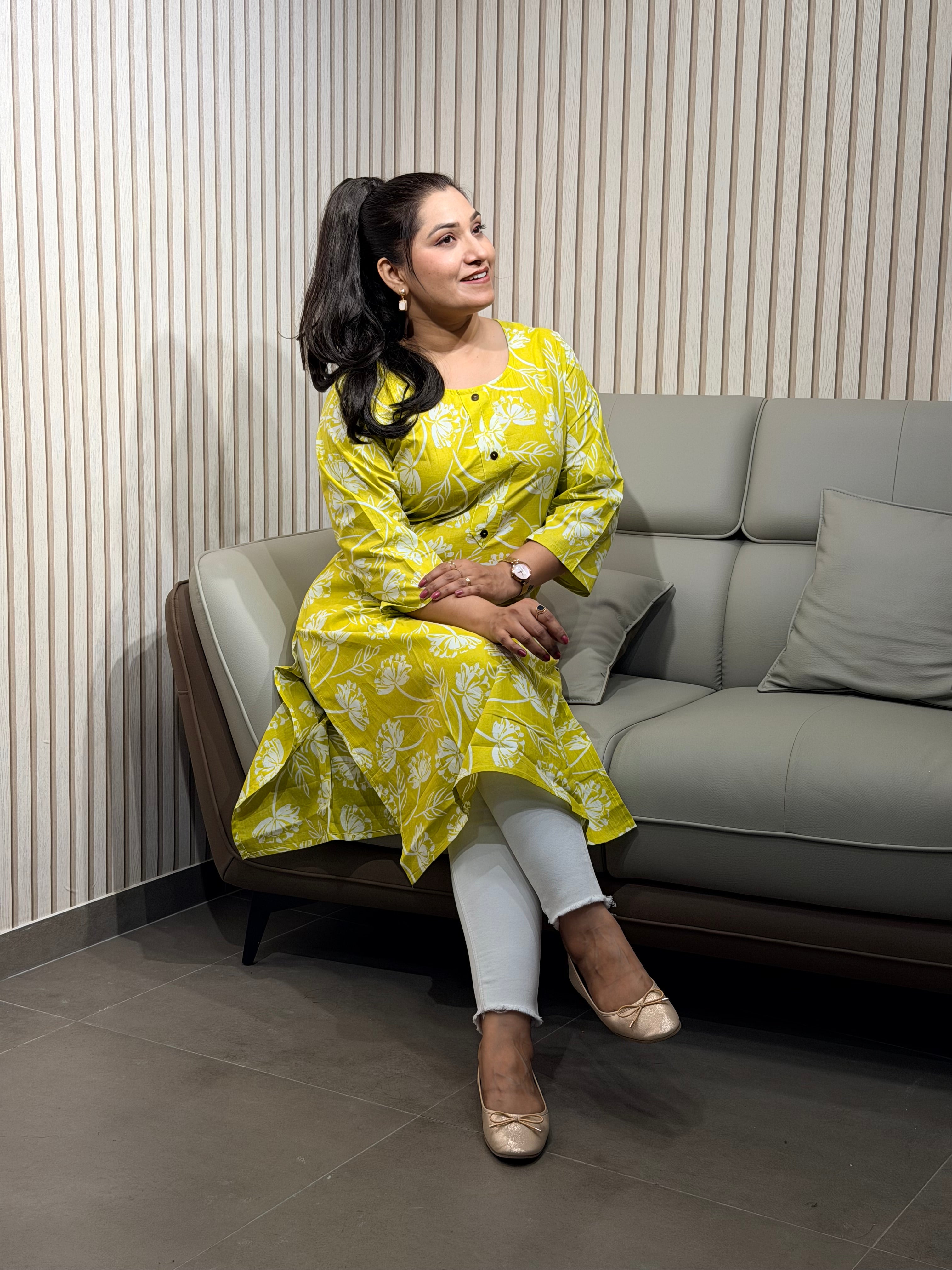 Pista Petals Everday Kurti