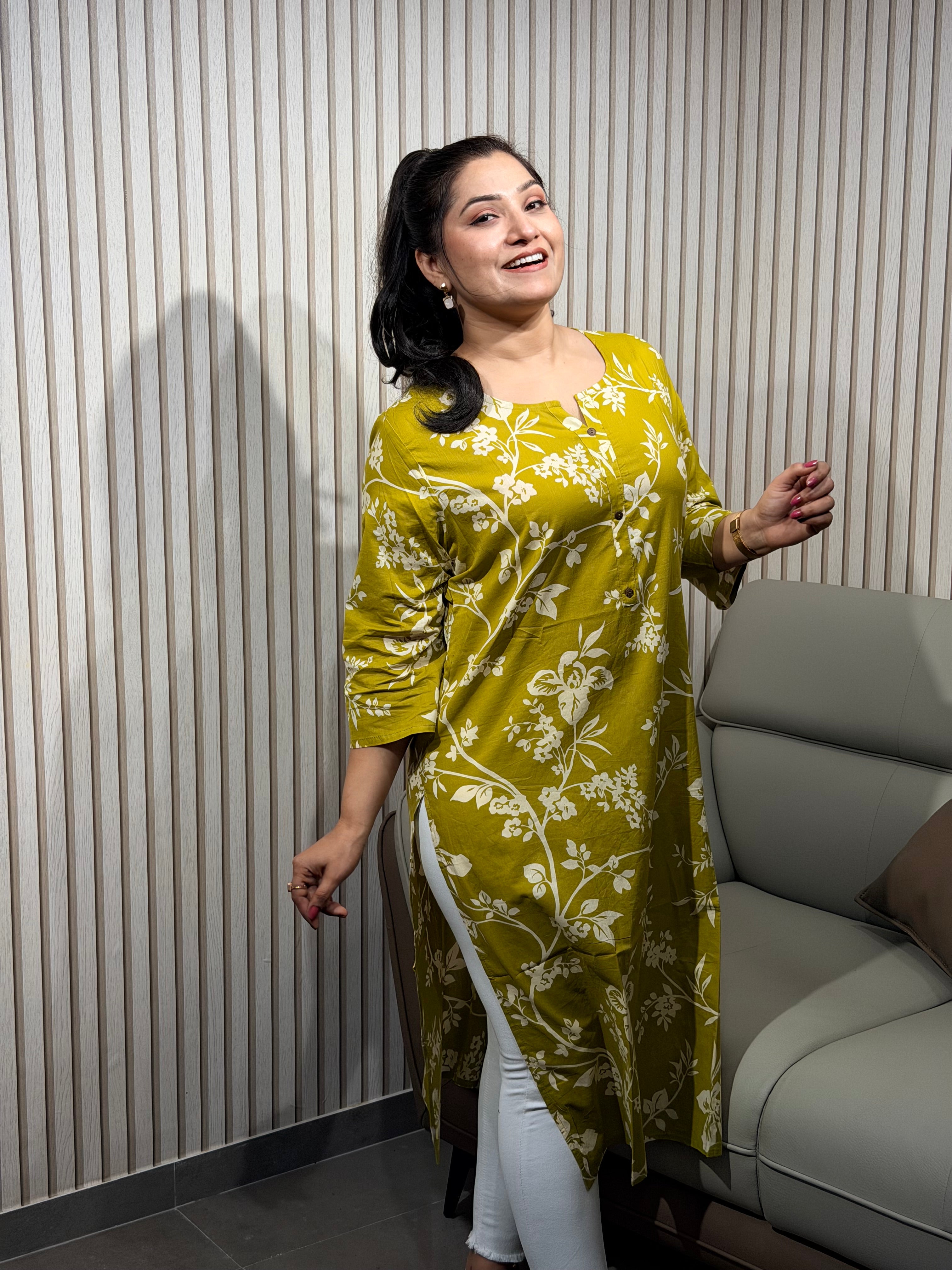 Soft Green Floral Kurti