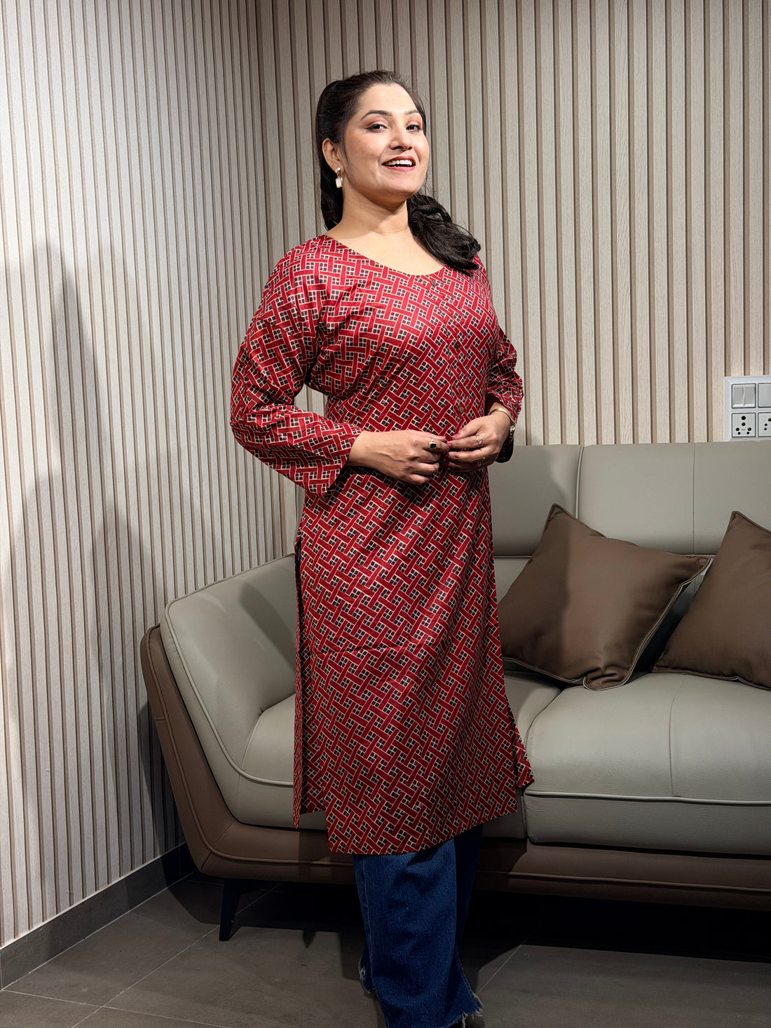 Elegant  Rust Maroon Kurti