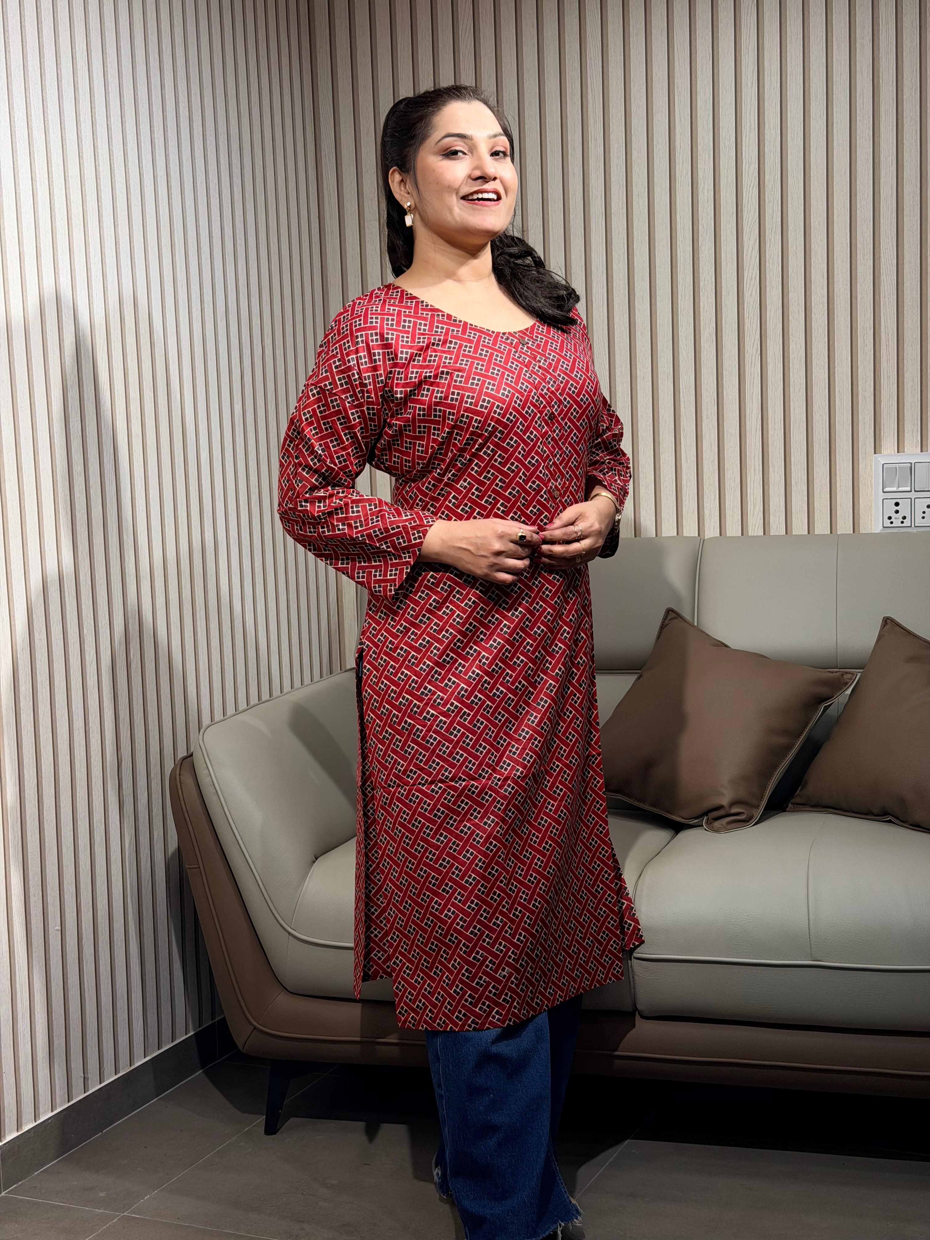 Elegant  Rust Maroon Kurti