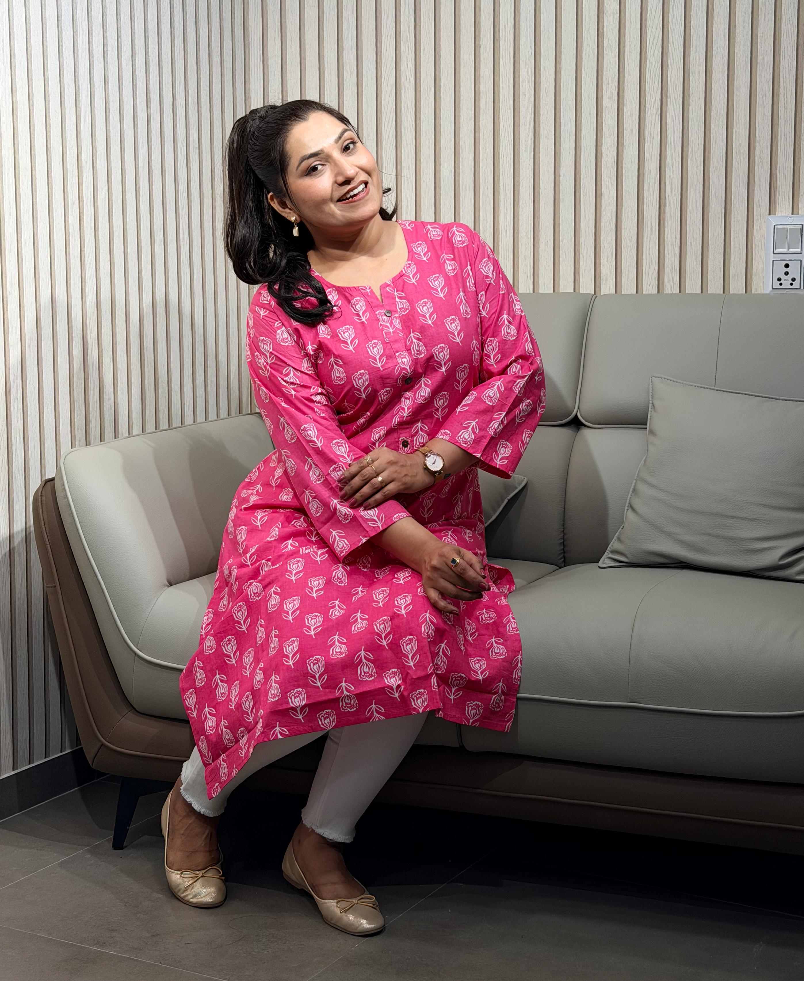 Blush Bloom Pink Kurti