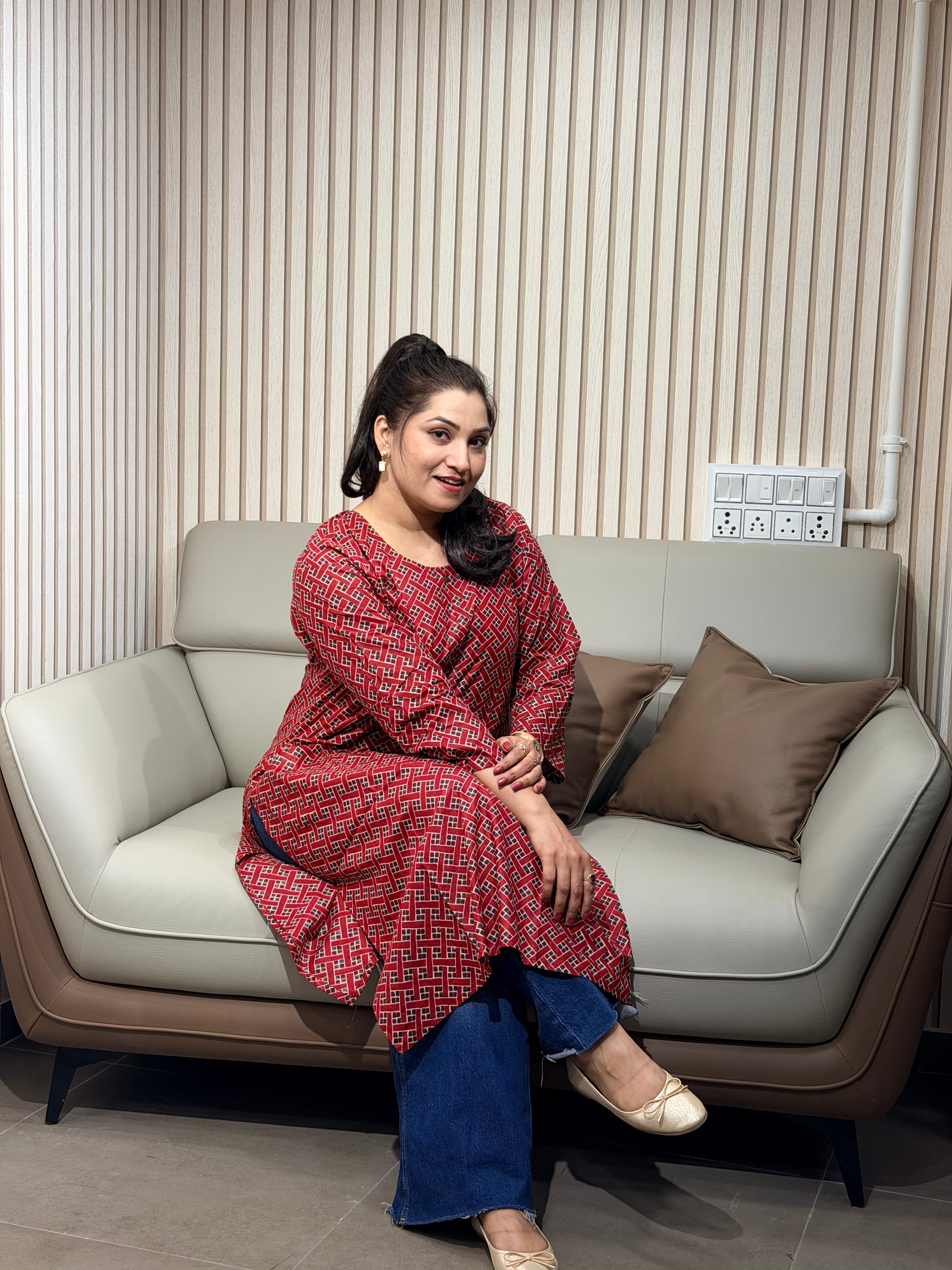 Elegant  Rust Maroon Kurti