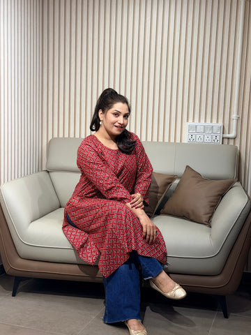 Elegant  Rust Maroon Kurti