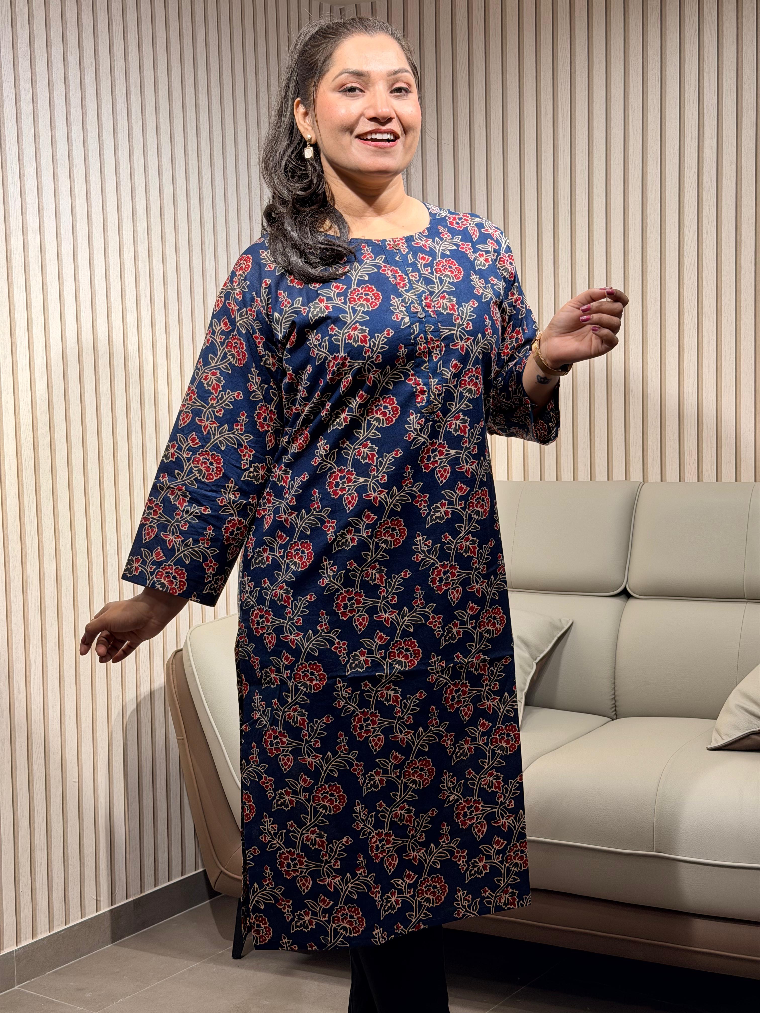 Midnight navy Blue Kurti